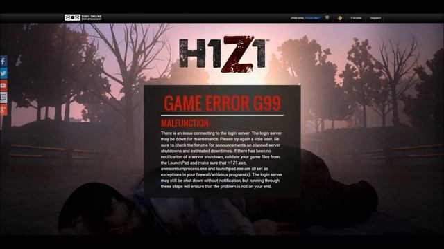 H1Z1 GAME ERROR G99 MALFUNCTION: There is an Issue Connecting to the Login Server (H1Z1 ERROR G99) смотреть онлайн