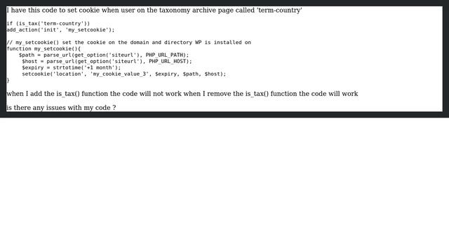Wordpress: Manipulating cookie on specific taxonomy archive page смотреть онлайн