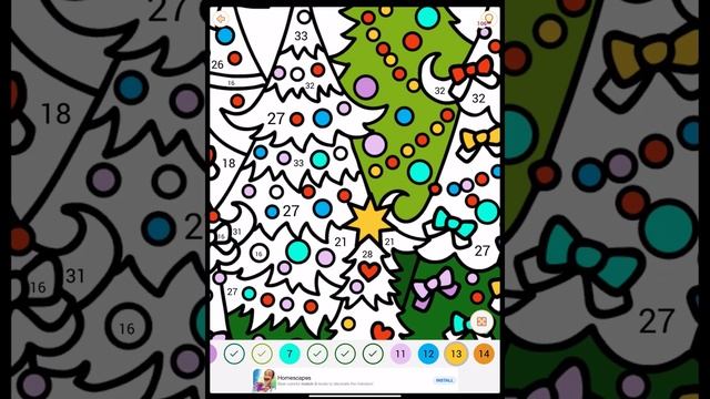 Happy Colour! Colour by numbers. Christmas trees. смотреть онлайн