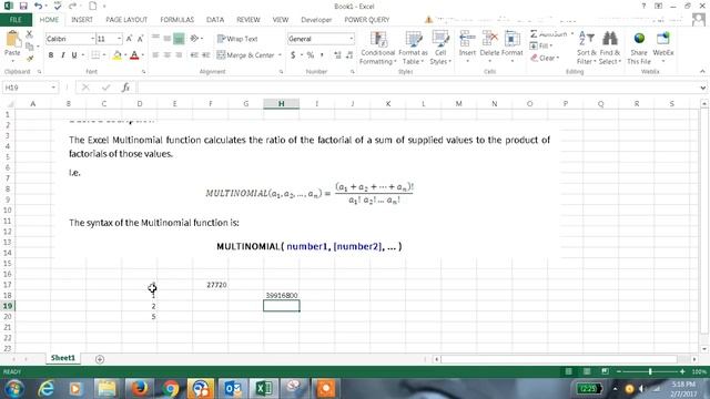 Excel 2013 Tutorial#69 Multinomial Function in Excel смотреть онлайн
