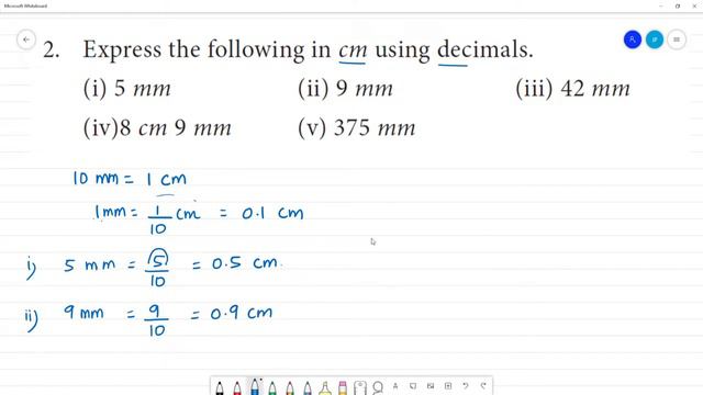 Class 7 TN Maths Term II 1. Number System Exercise 1.1 2. Express in cm using decimals.(i) 5 mm смотреть онлайн