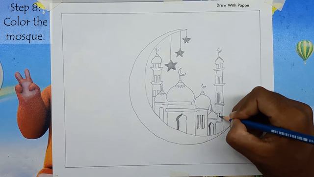 Eid Picture Drawing Easy / Pencil Sketch Drawing / Mosque Drawing смотреть онлайн