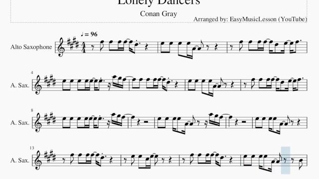 Alto Sax Sheet Music: How to play Lonely Dancers by Conan Gray смотреть онлайн
