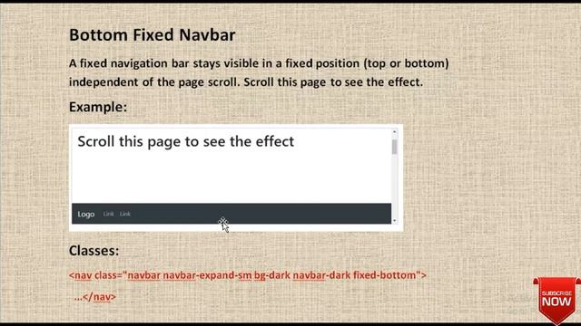 Bootstrap sticky navbar | bottom fixed navbar concept | classes & examples смотреть онлайн