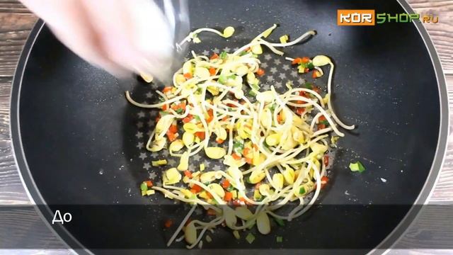 Китайская кухня: Жареная фунчоза с ростками сои смотреть онлайн