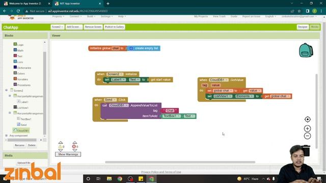 Realtime Chat App Using CloudDB In MIT App Inventor.