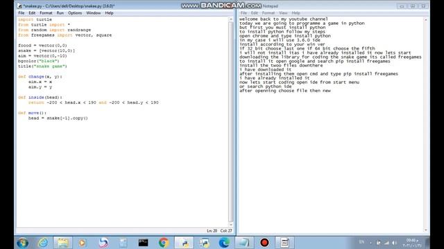 python snake coding смотреть онлайн