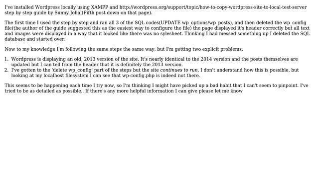 Wordpress: No wp-config.php file on local install of wordpress - site still displays смотреть онлайн