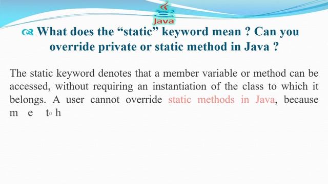 What does the “static” keyword mean Can you override private or static method in java? смотреть онлайн