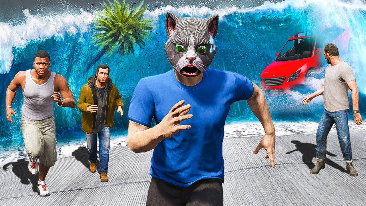 ВЫЖИВАНИЕ ВМЕСТЕ С ФРАНКЛИНОМ, МАЙКЛОМ И ТРЕВОРОМ В ОГРОМНОМ ЦУНАМИ! КОНЕЦ СВЕТА ГТА 5 МОДЫ МУРКА смотреть онлайн