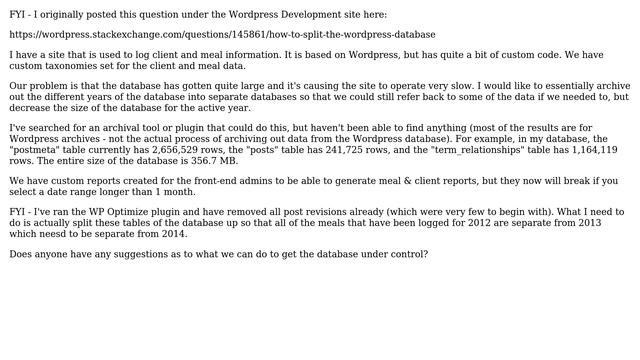 Databases: How to split the Wordpress database? смотреть онлайн