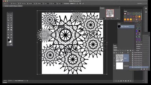 Photoshop CC : Create complex shapes from a single custom shape смотреть онлайн