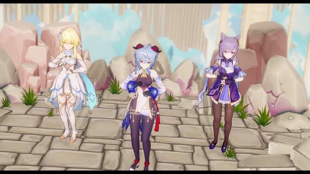 【Genshin Impact MMD/4K/60FPS】Lumine & Keqing & Ganyu【神谕法则】