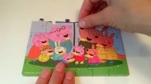 . Свинка Пеппа и её семья под зонтом. Собираем пазл. Для детей