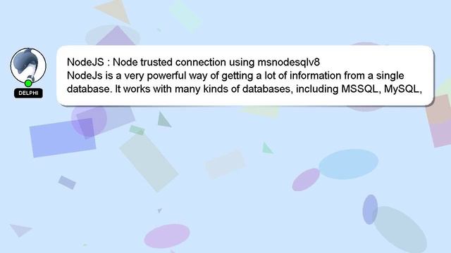 NodeJS : Node trusted connection using msnodesqlv8 смотреть онлайн