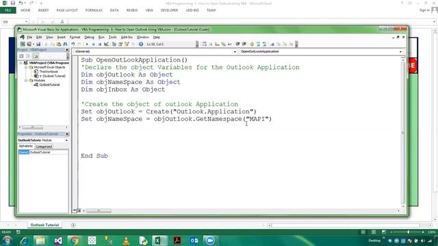 VBA Programming-1. How to Open the Outlook Application using VBA смотреть онлайн