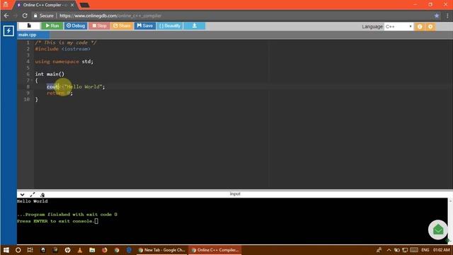 C++ Online Editor and Compiler | Easy C++ Tutorials смотреть онлайн