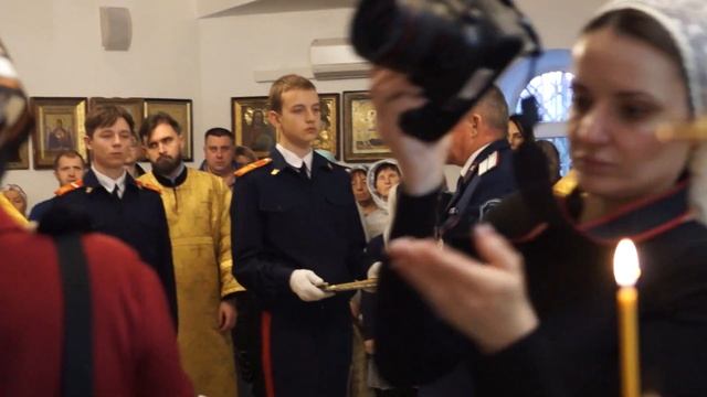 Освящение Казачьего Знамени - церемония прибивки