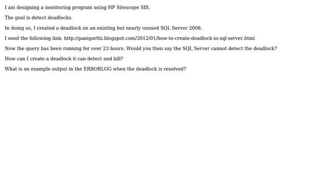 Databases: How to create via sql and detect via ERRORLOG SQL Server 2008 Deadlocks? смотреть онлайн