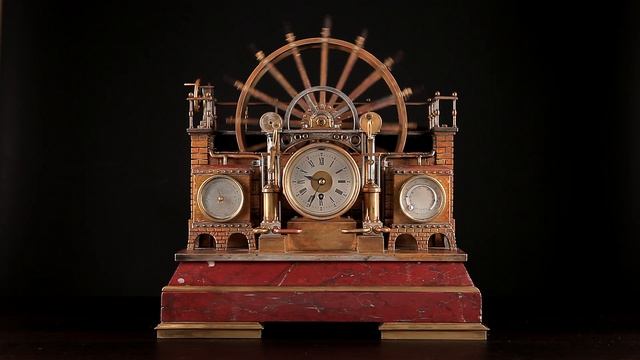 Часы индустриальные "Водяное колесо" с барометром и термометром, Франция 1880-1890-е смотреть онлайн