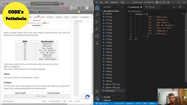 BEE 1050 - DDD Solution | Live Python3 Programming on Beecrowd Beginner Level Day 28 смотреть онлайн