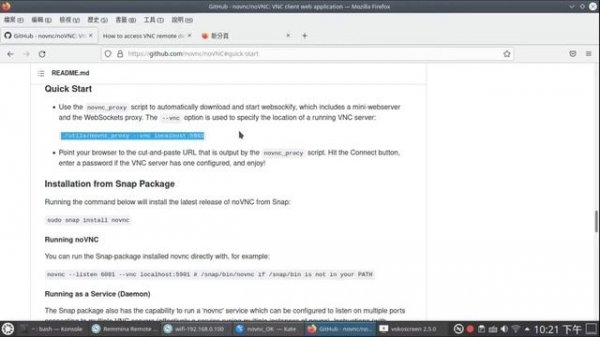 Use web  browser  to  connect  Linux VNC server(tigervnc+novnc)