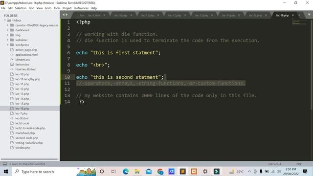 Lec#16 - FREE PHP COURSE 2022 (concept to code) | Working with die function in PHP смотреть онлайн