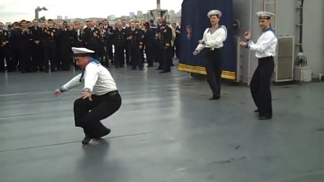 Russian Navy Dancers On U.S. Navy Ship