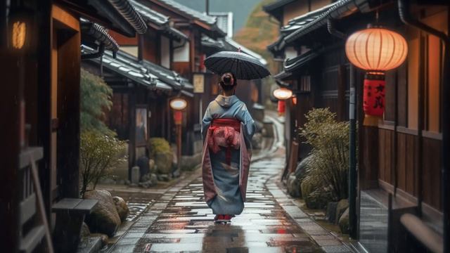 Flute music | Light rain at the old village - Relax, healing, stress relief смотреть онлайн