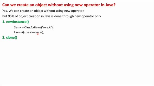 Can we create an object without using new operator in Java? смотреть онлайн