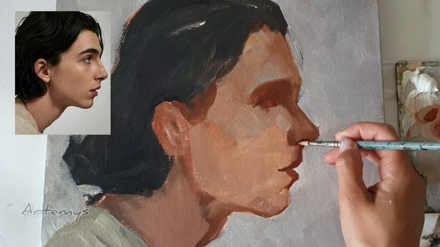 Как написать портрет маслом | Портрет в профиль | Рисую портрет маслом Тимати Шаломе смотреть онлайн