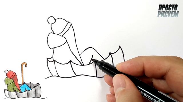 Как нарисовать ДЕВУШКУ на зонтике, Арт для начинающих смотреть онлайн
