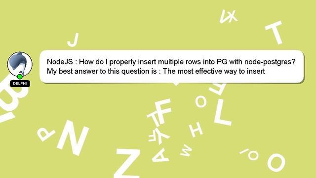 NodeJS : How do I properly insert multiple rows into PG with node-postgres? смотреть онлайн