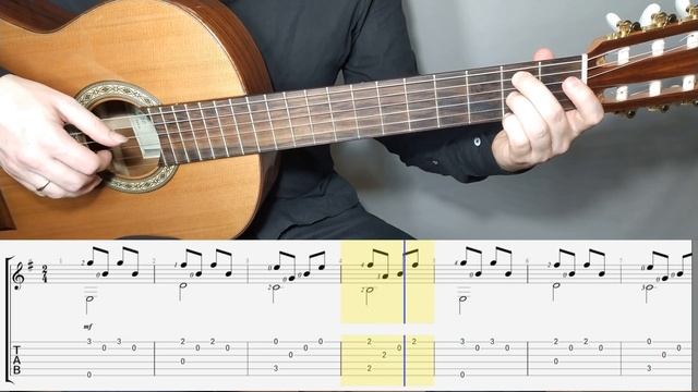 Самая КРАСИВАЯ и ПРОСТАЯ мелодия на гитаре | ноты, табы, разбор