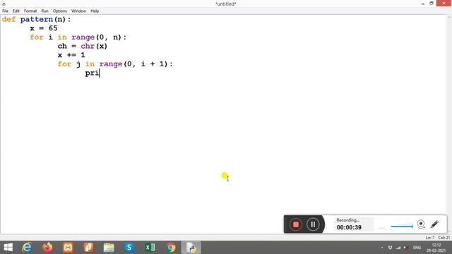 How To Create Right Alphabetical Triangle Character Pattern Program (Python Program) смотреть онлайн