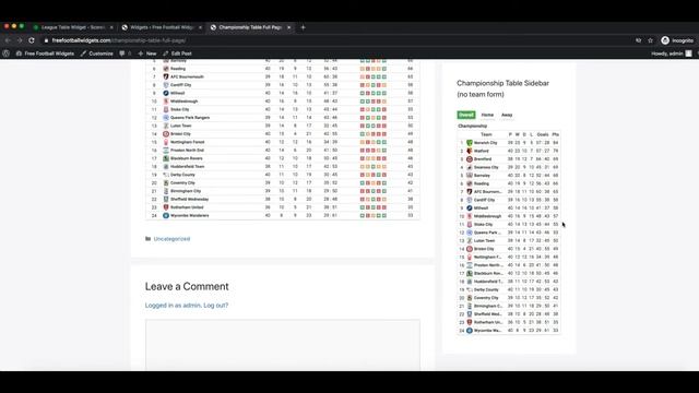 Free Football Widgets - Add League Tables to Your Website смотреть онлайн