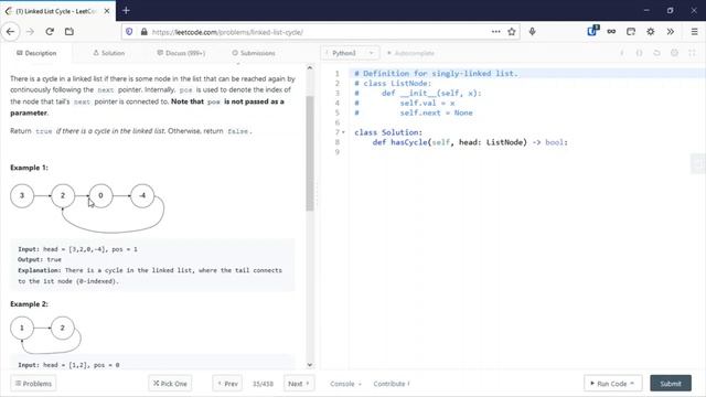 LeetCode - Linked List Cycle | Solution Explained | Python смотреть онлайн