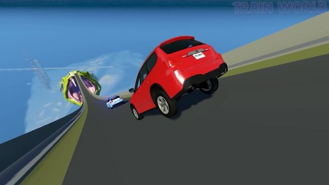 Incredible Jumping Over Giant Snake (Green Mamba) | BeamngDrive | TrainWorld смотреть онлайн