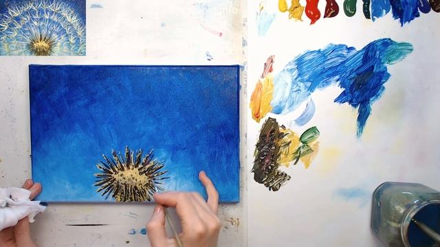Как нарисовать одуванчик | Полный пошаговый урок рисования акрилом смотреть онлайн
