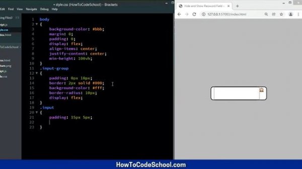 Password Hide and Show with Toggle Emoji Button using HTML CSS and JavaScript | HowToCodeSchool.com