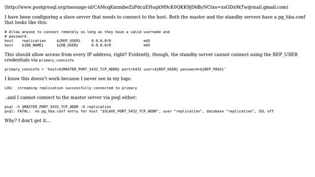 No Pg_hba.conf Entry For Replication Connection From Host