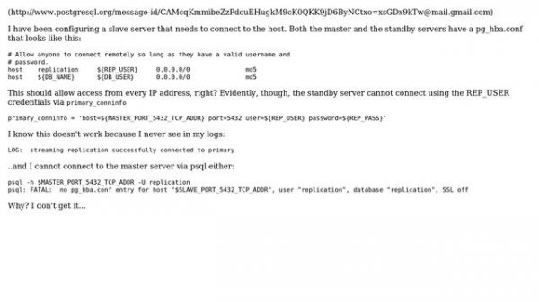 No pg_hba.conf entry for replication connection from host