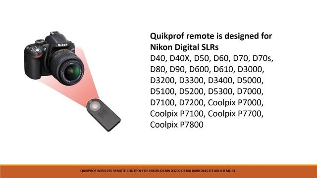 QuikProf Wireless Remote Control for Nikon D5200 D3200 D3300 D600 D610 D7100 SLR ML-L3 смотреть онлайн
