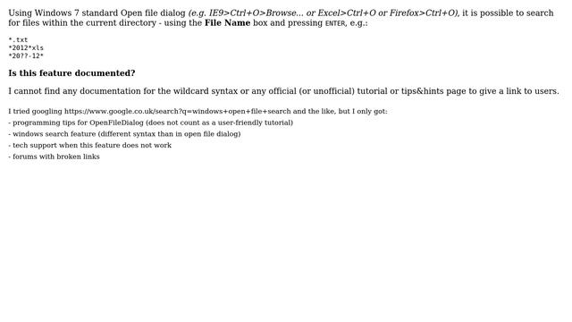 Windows Open file dialog search wildcards смотреть онлайн