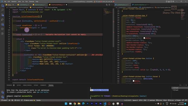 #9 - Color Formats (HEX, RGB, RGBA) and Copy To Clipboard - Color Palette Picker - React Js Projec смотреть онлайн
