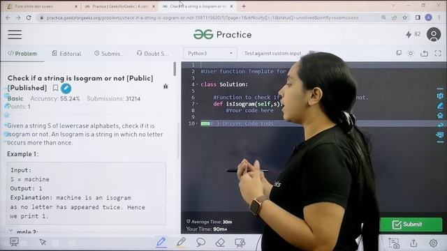 Check if a string is Isogram or not | School Practice Problem | GeeksforGeeks смотреть онлайн