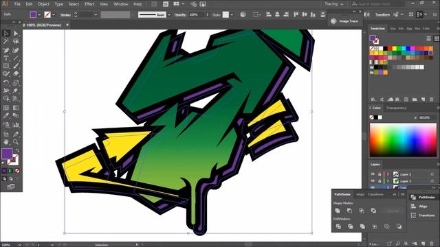 cara membuat vector graffiti di Adobe Illustrator - Huruf D [speedart] смотреть онлайн