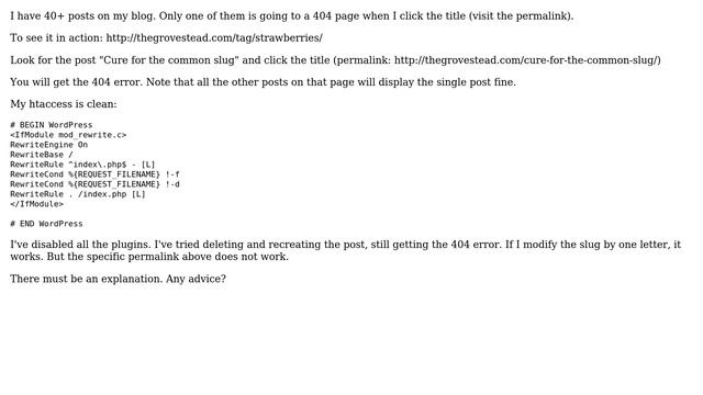 Wordpress: 404 Page Not Found for Only One Post (3 Solutions!!) смотреть онлайн