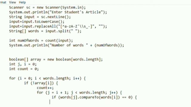Number of New Words Java Program смотреть онлайн