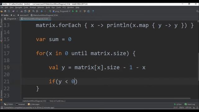 matrix sum minor diagonal v2 in kotlin смотреть онлайн